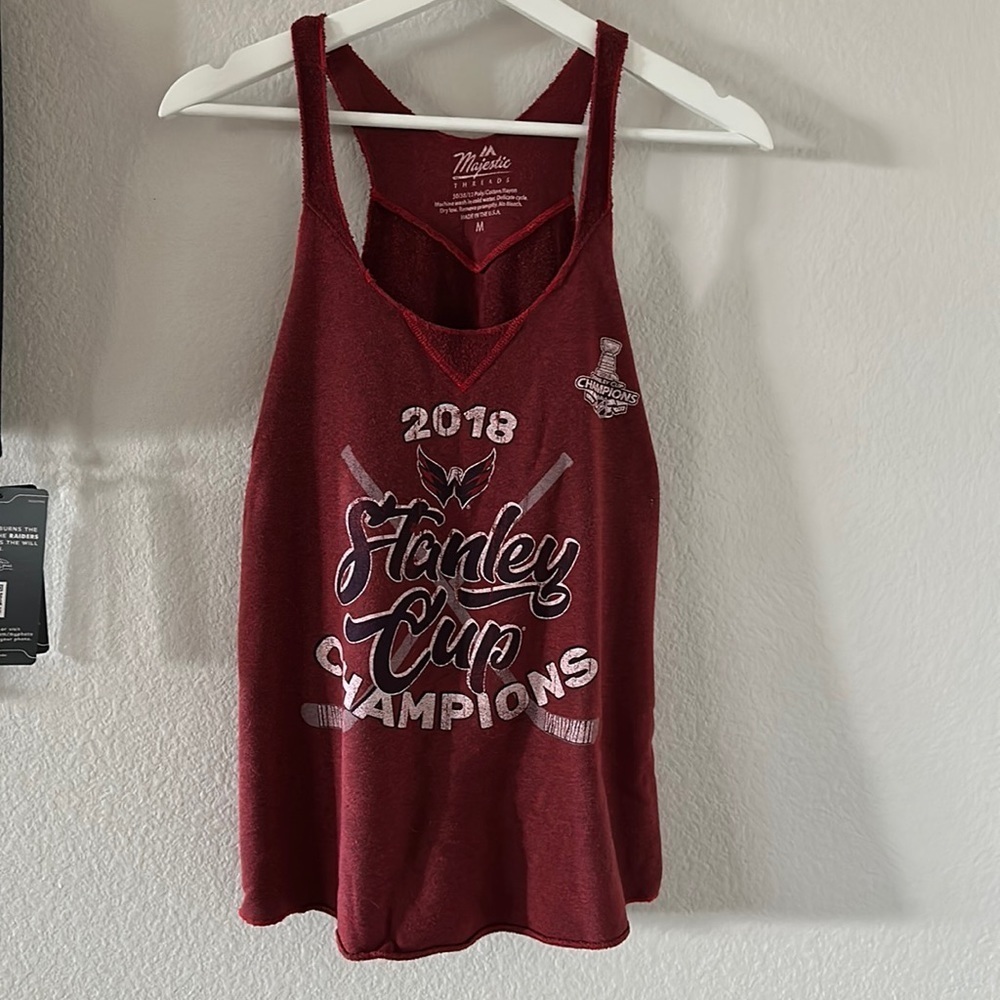 Washington Capitals 2018 Stanley Cup Champions Tank Top M Majestic Threads NHL - Picture 3 of 8
